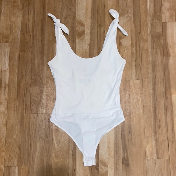 Lulus Pretty Pleased White Tie-Strap Bodysuit - Picture 4 of 7